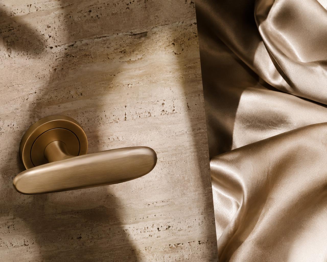 Bronze and travertine design detail